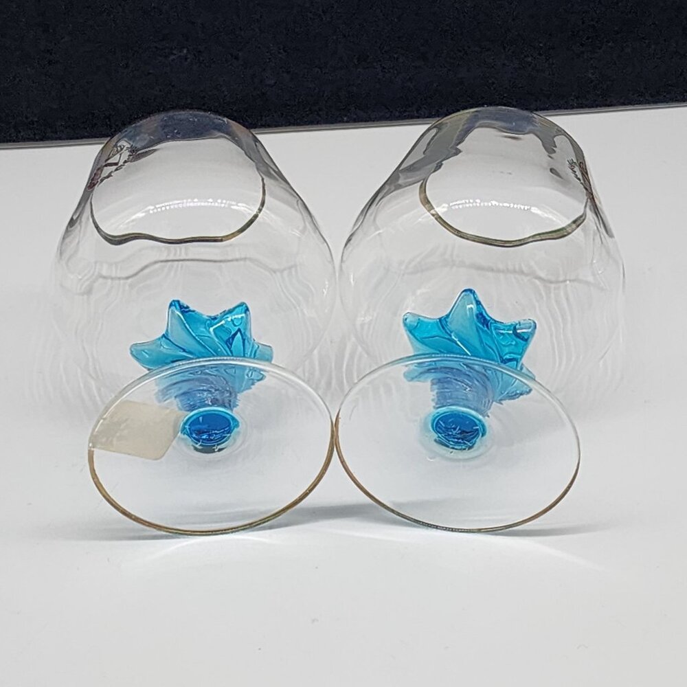 Vcelnicka Bohemia Brandy Snifter Cognac Handblown Blue Glass Gilded Crown VTG - Picture 6 of 11